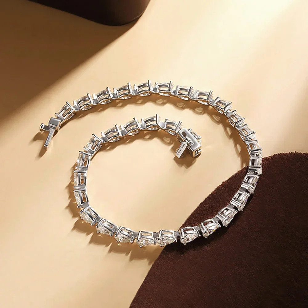 3*5mm Pear Cut All Moissanite Tennis Bracelet S925 Silver Hiphop Party Bracelet