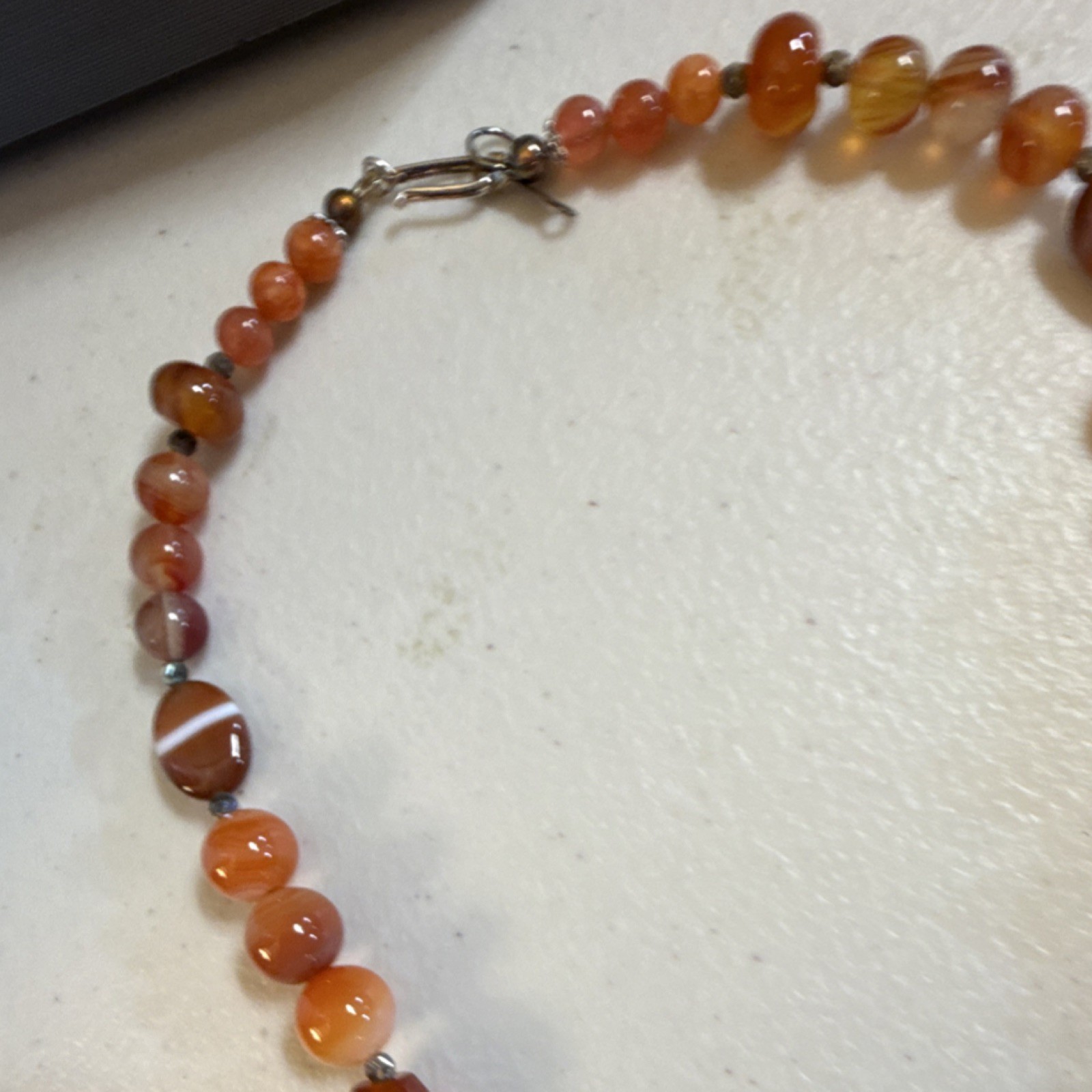 Handcrafted Agate Jewelry Set Necklace Earrings Orange Brown Bohemian Women
