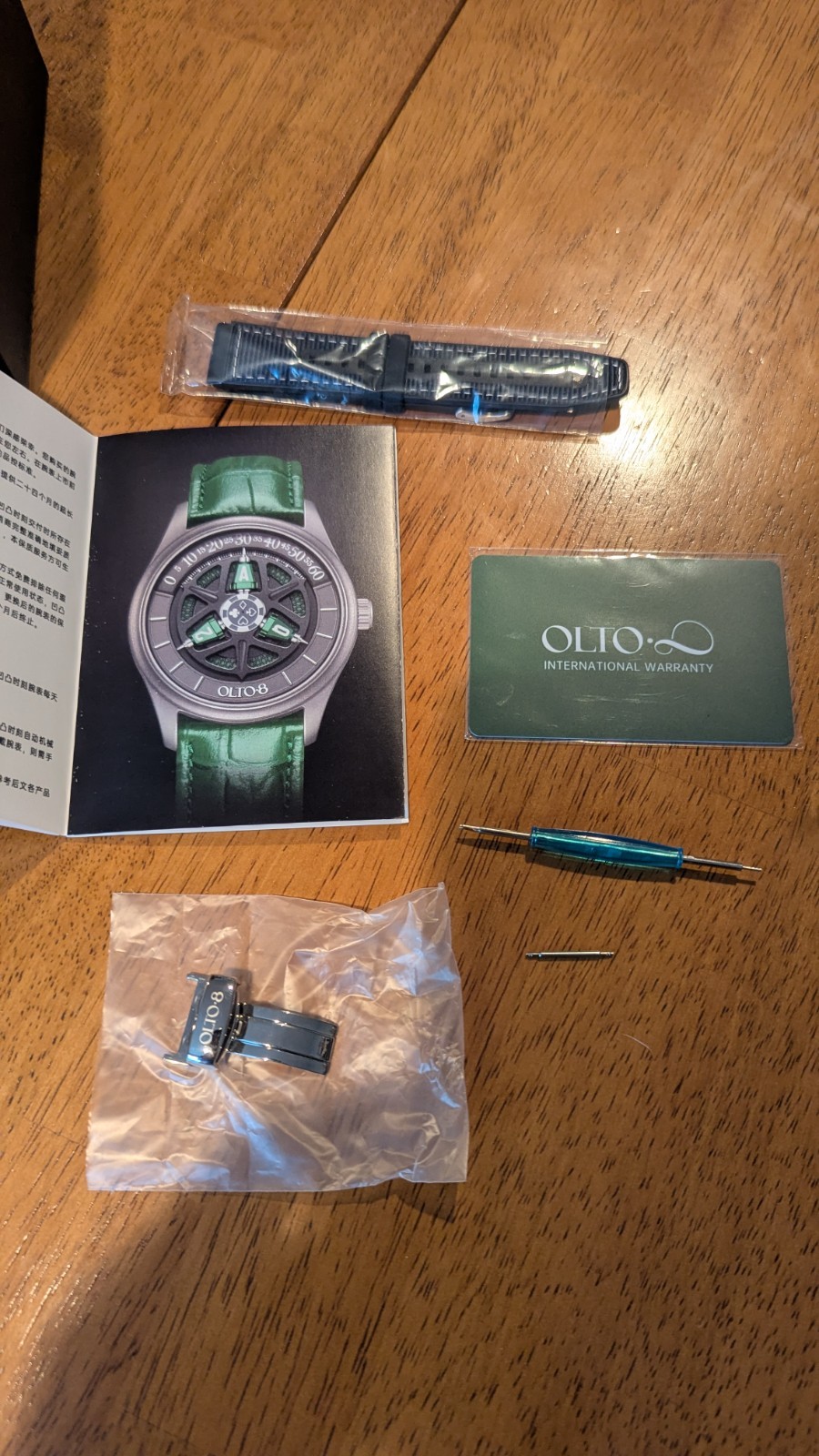 OLTO-8 KING Titanium black wandering hour automatic watch with two straps
