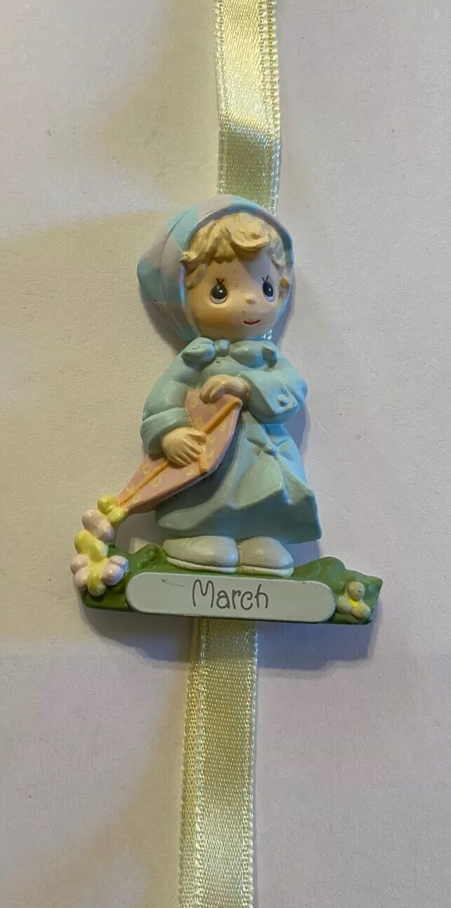PRECIOUS MOMENTS March Birthday Ribbon Girls Necklace 18 in