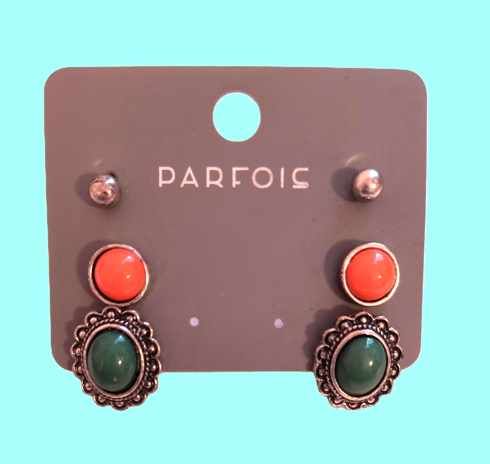 Parfois New With Tags Women’s 3 Pairs Stud Earrings Multicolor La Pousette Close