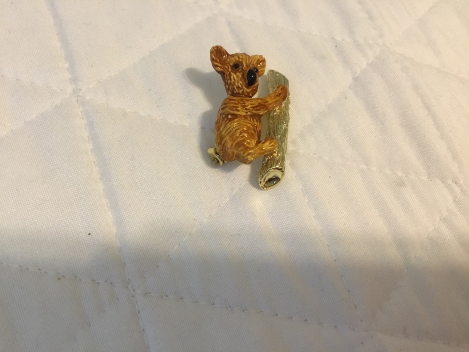 Vintage Gerry’s Koala Bear Brooch Pin Enamel Gold Tone on Branch