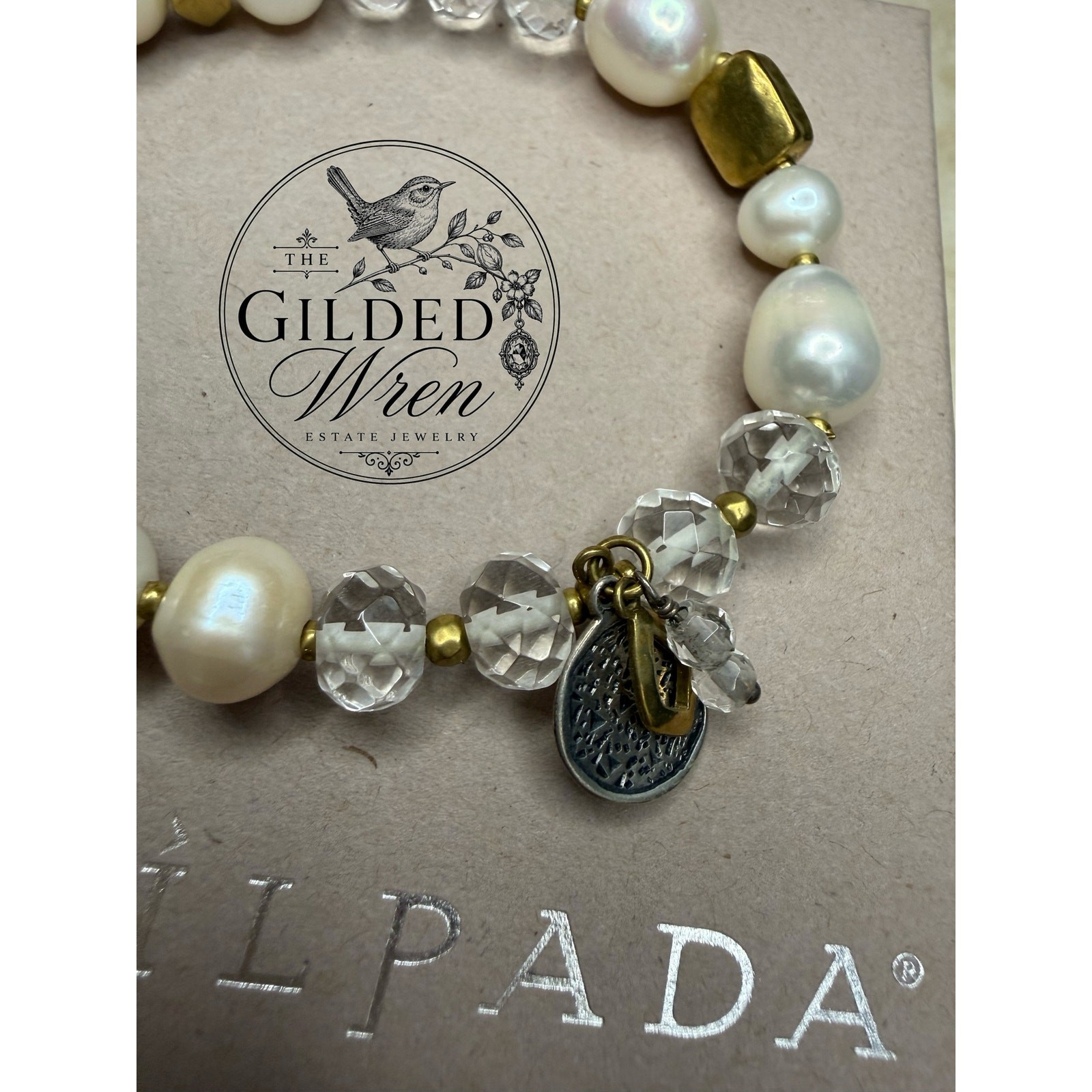 Retired Silpada B3168 Down to Earth Pearl Quartz Bracelet Display Sample 2015