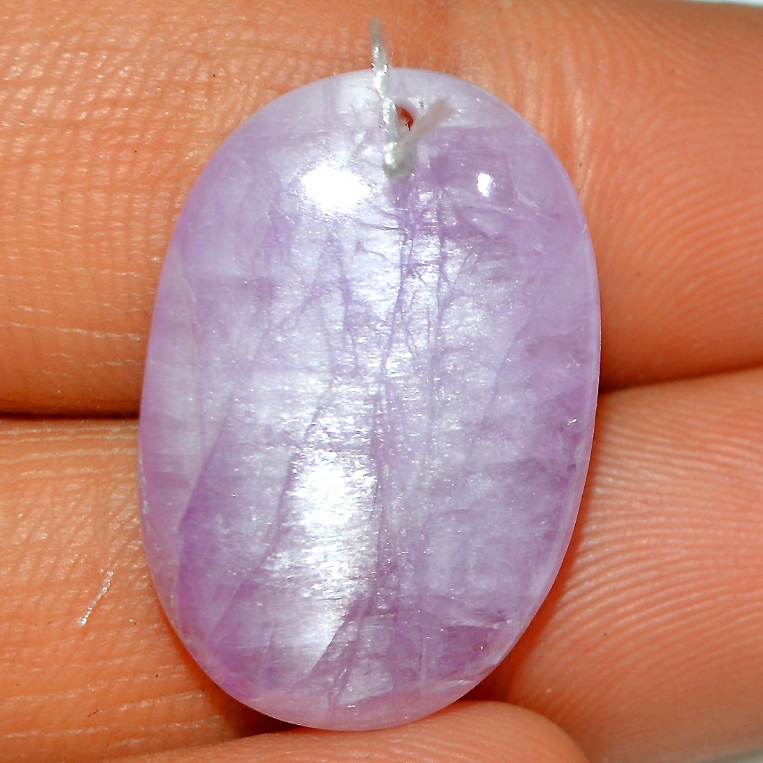 25 Cts Natural Kunzite Cabochon Front to back Drill Loose Gemstone 25x15mm #L185