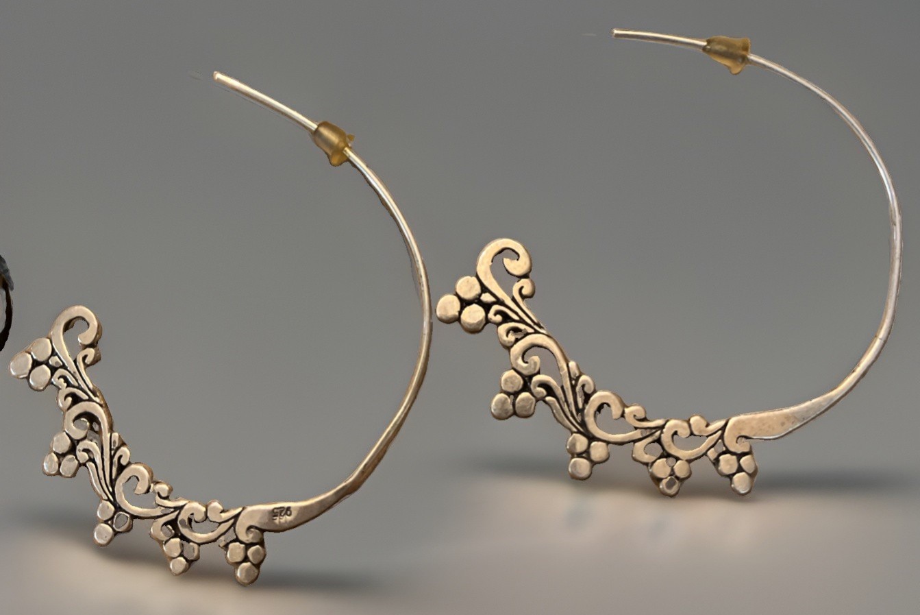Elegant Floral Sterling Silver Threader Earrings 925