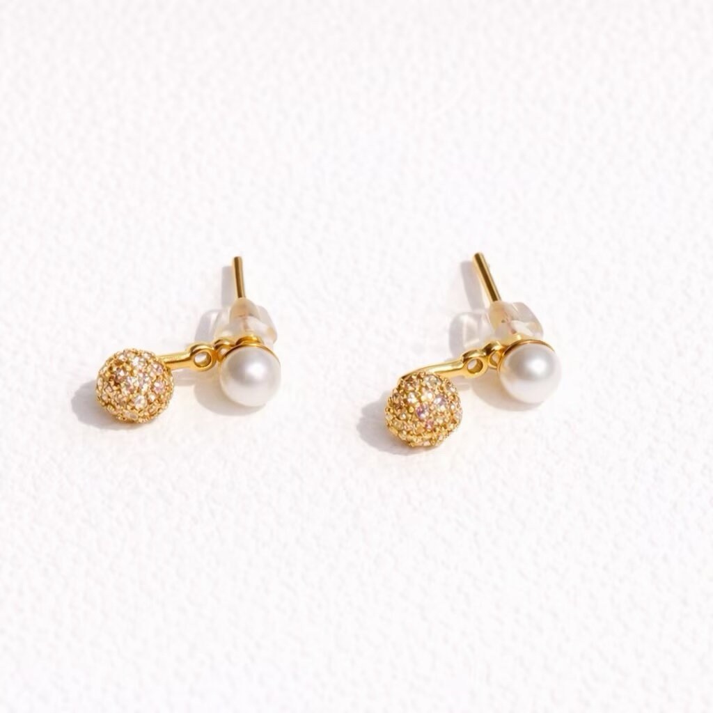 Front Back Pearl Earrings，Pearl Double Sided Stud Earrings for women girls
