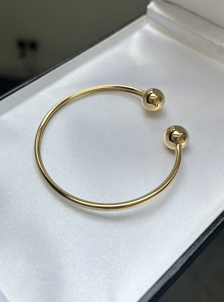 9ct Gold Unisex Torque Ball Bangle Adjustable Lightweight Gold Filled
