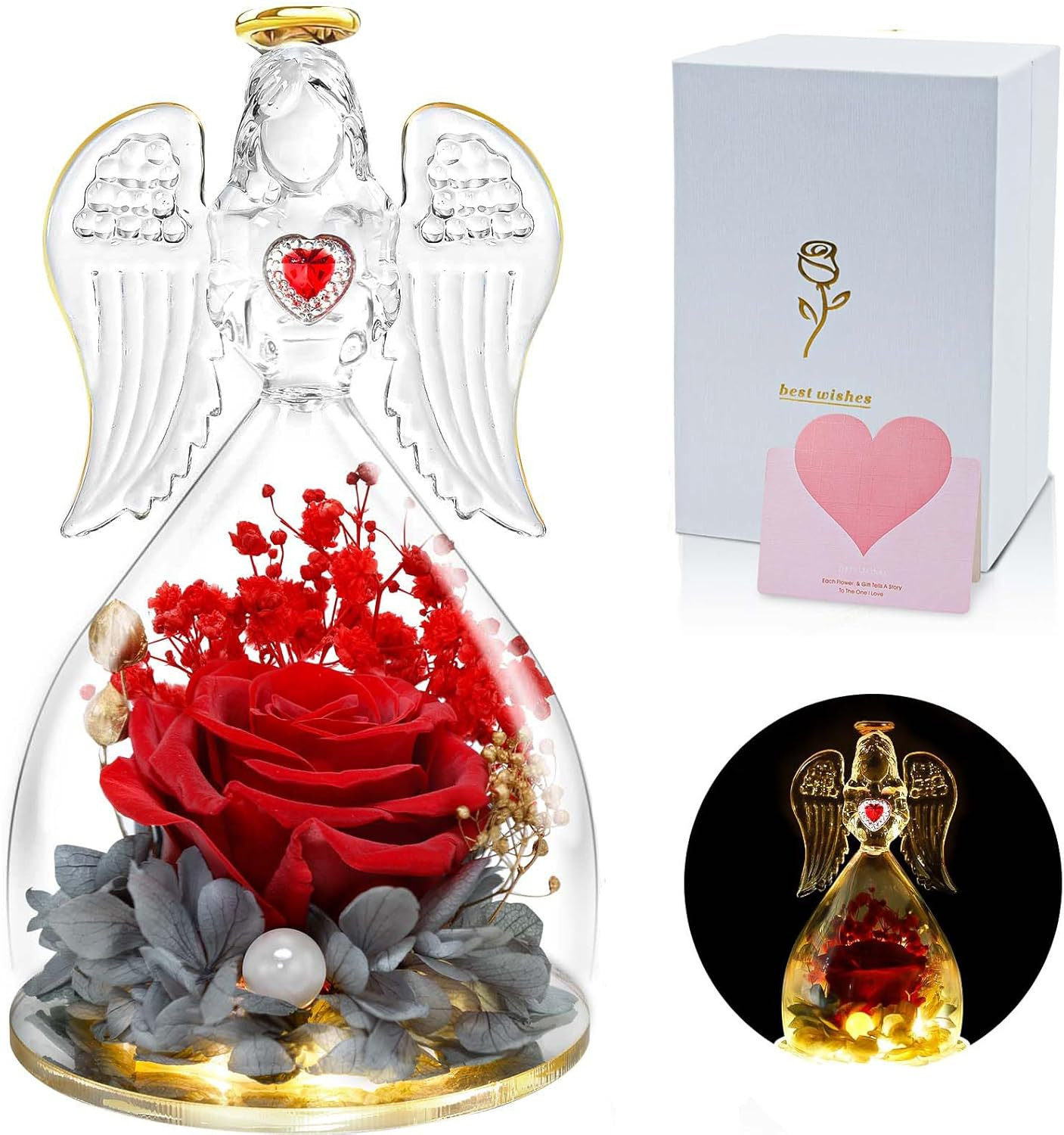 Women Gifts Ideas for Valentines Day, Preserved Forever Rose Gift with Necklace*