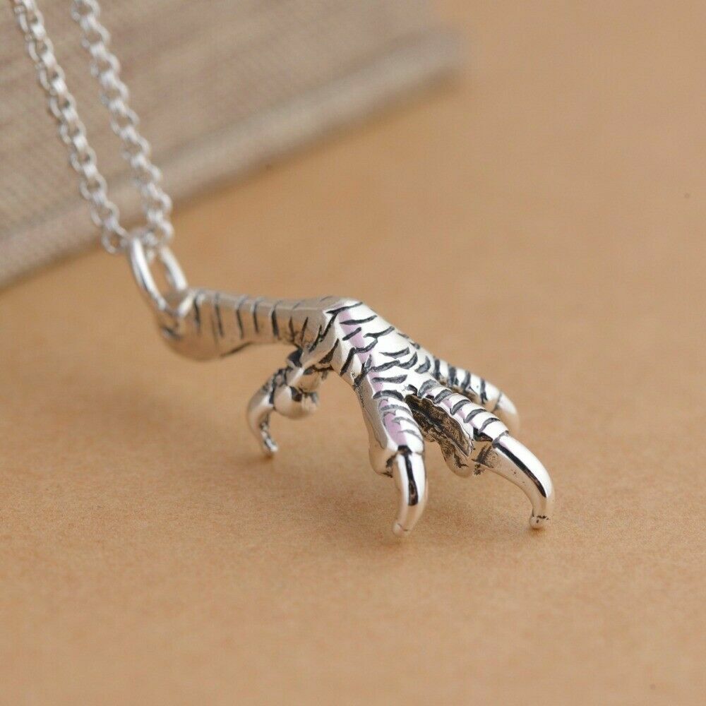 RAVEN CROW EAGLE CLAW FOOT pendant Sterling Silver 925 24″ necklace women men