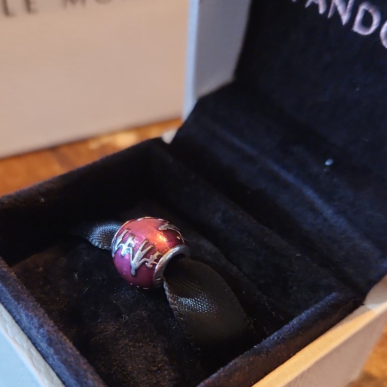 Pandora Pink Enamel Bead Charm Silver Round Jewelry Metal Charm Type No Stone