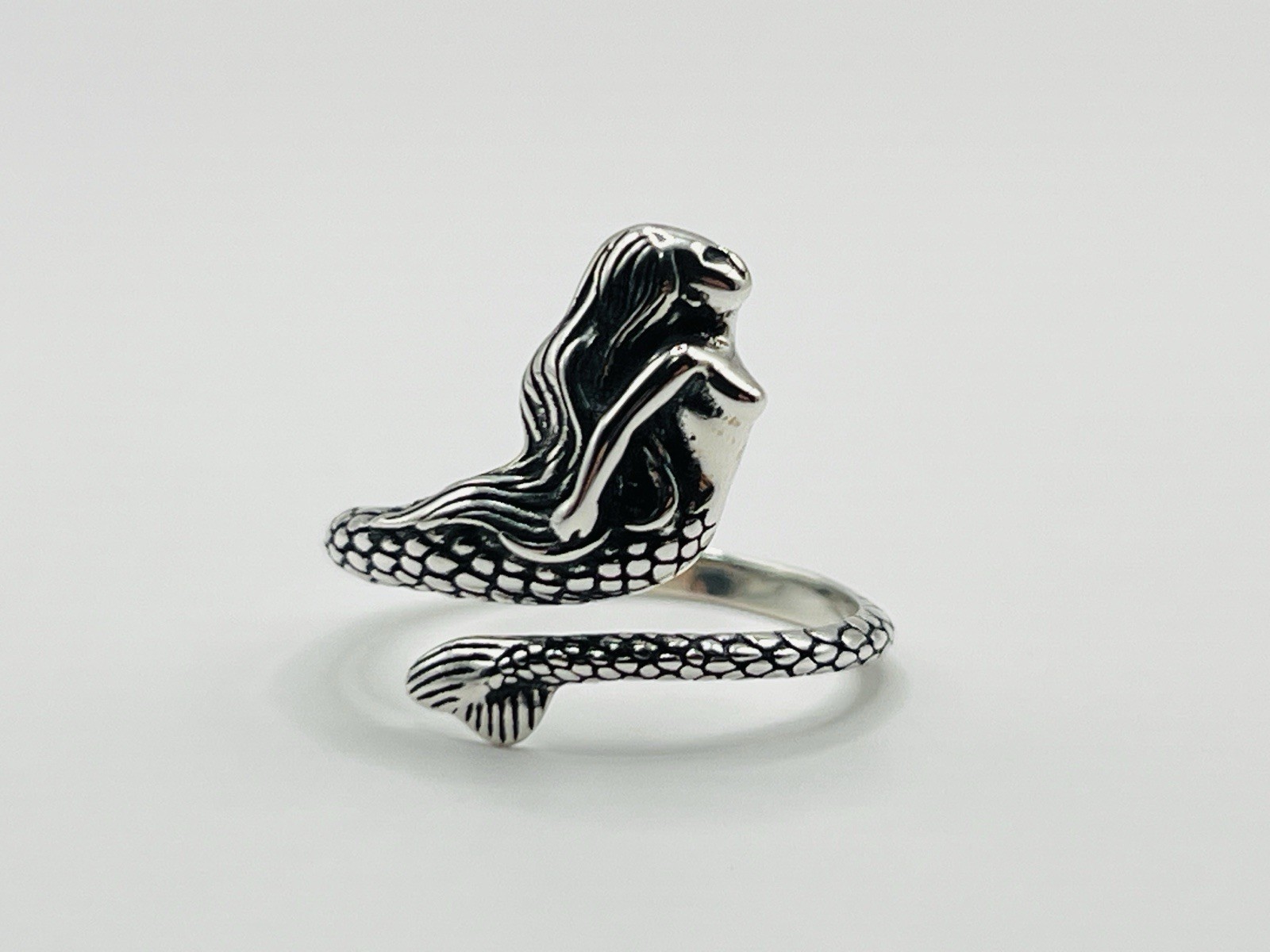 Sterling Silver 16mm 3D Mermaid Ring