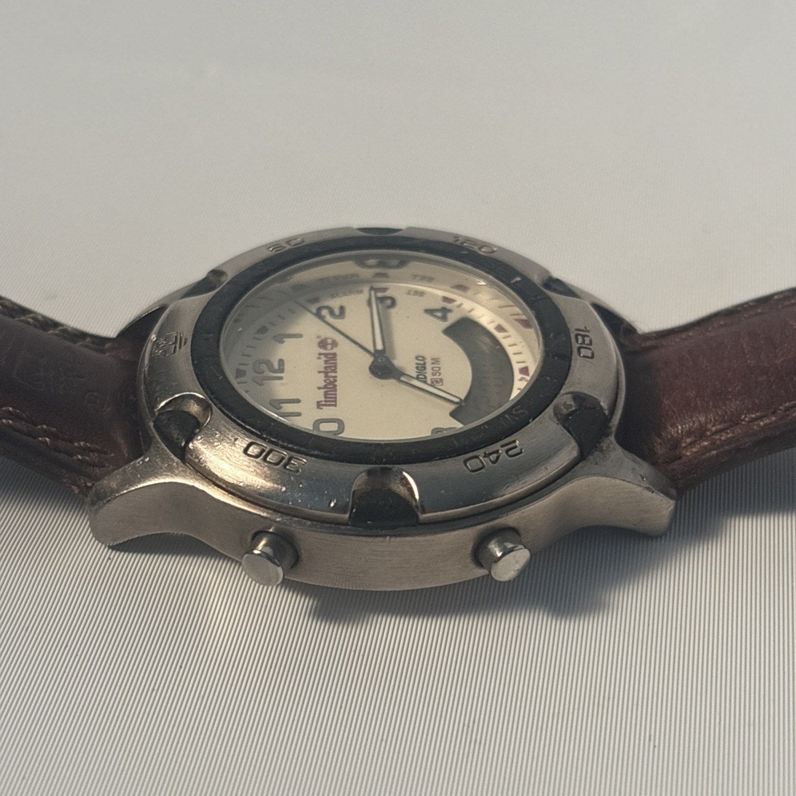 Vintage Timberland 11271G Ana-Digi Indiglo Field Watch New Battery Leather Band