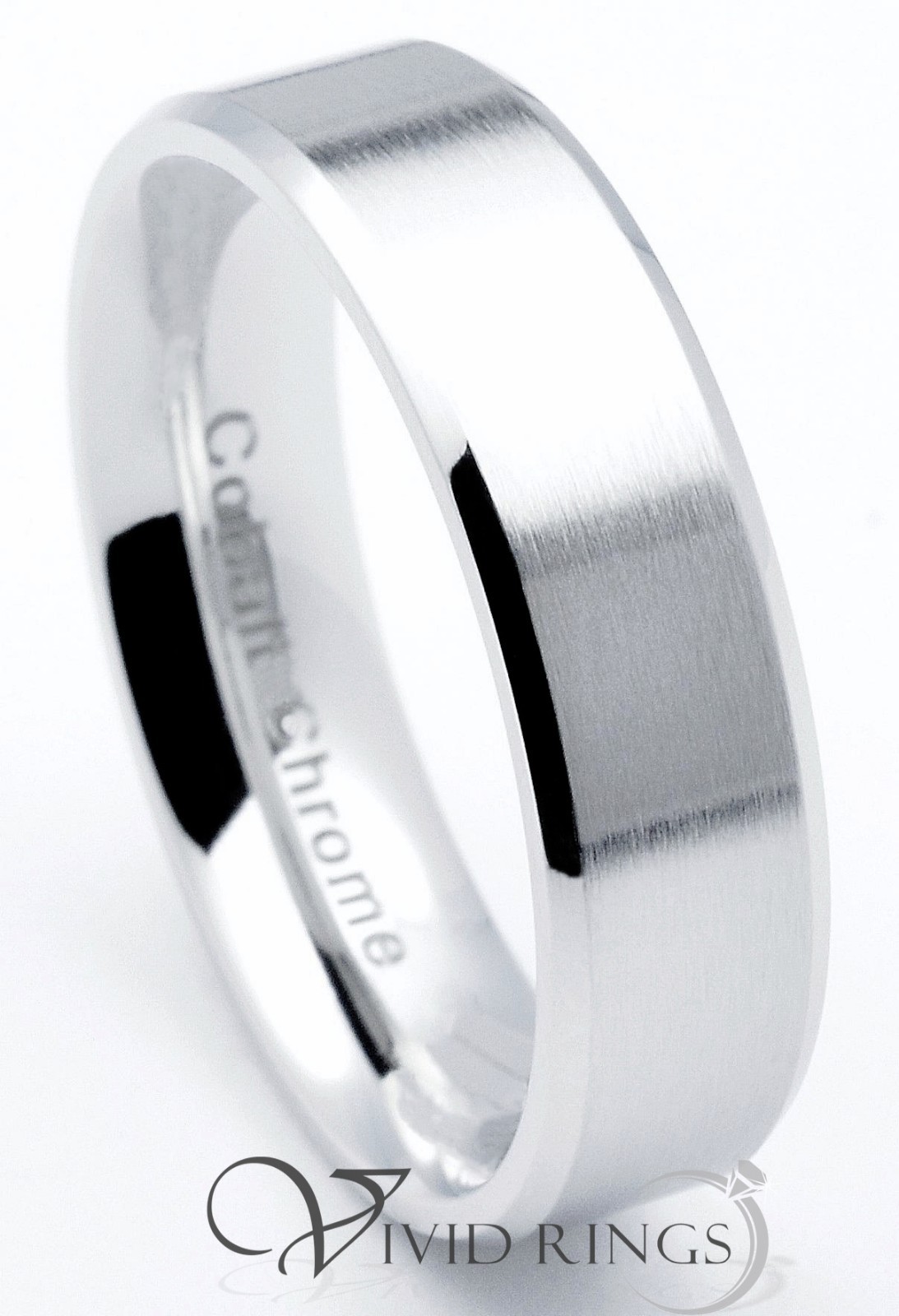 Men Cobalt Chrome Ring Satin Finish Polished Edges Band 6mm Size 6 to 12.5