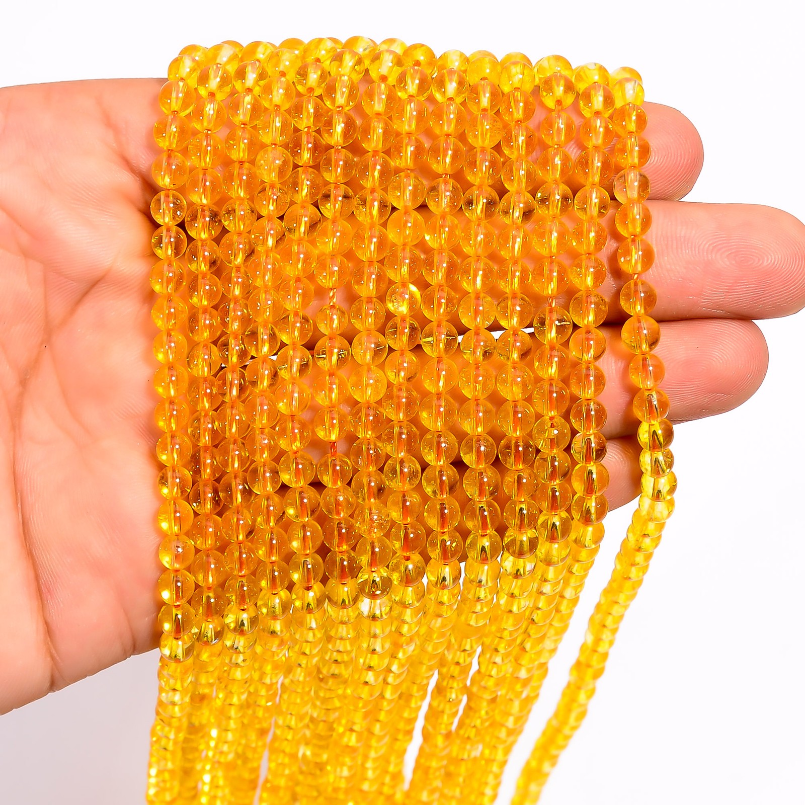 Natural Citrine Gemstone Round Shape Smooth Beads 4X4.5 mm Strand 15″ AB636
