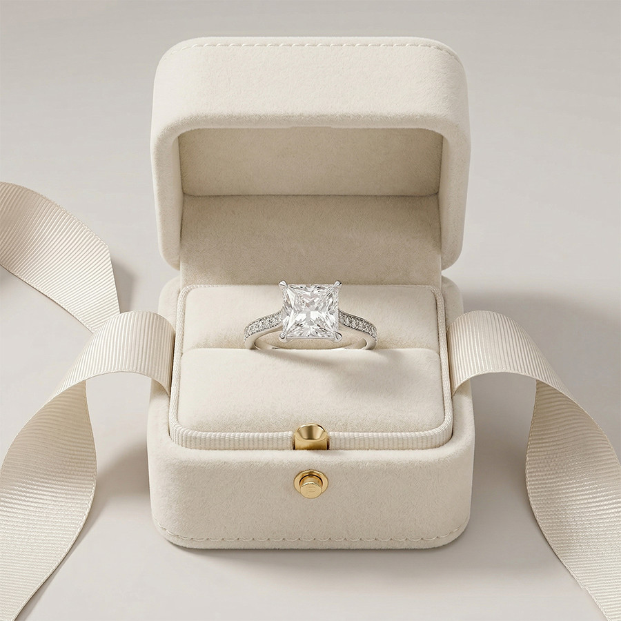IGI Certified 3.17 CT Princess Lab Grown Diamond Engagement Ring 14k White Gold