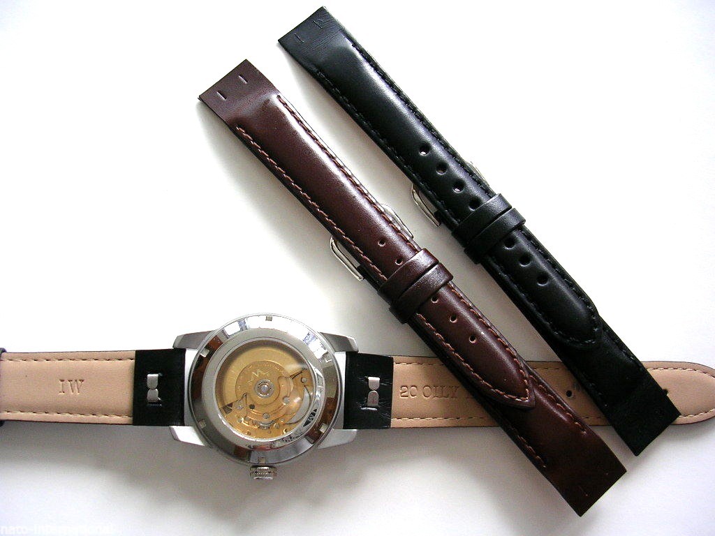 Open End Oily Leather Vintage Wire Lugs watch band strap IW SUISSE 8 10 16 18 20