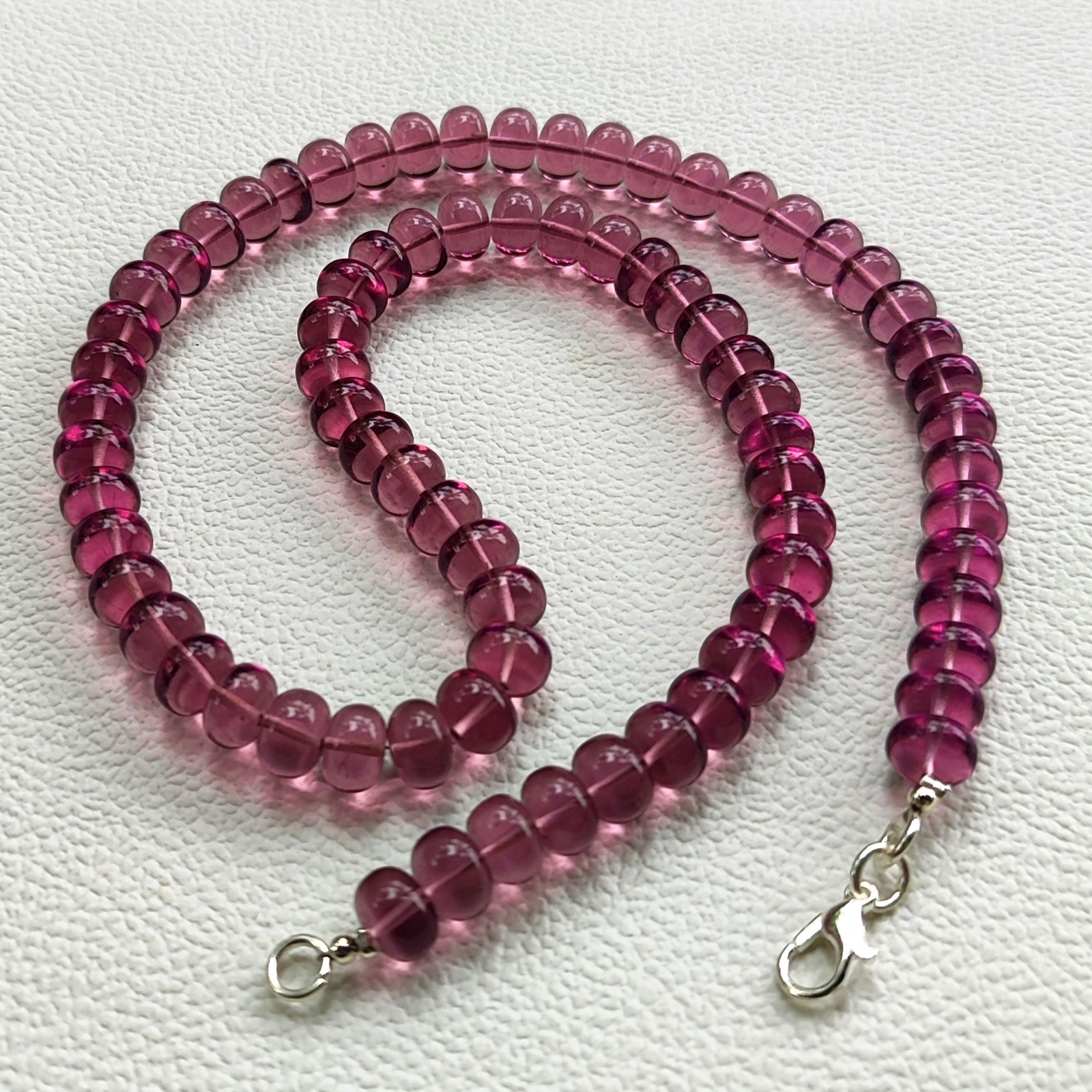 Kunzite Hydro Color Quartz 8mm Smooth Rondelle Beads Necklace 17″ India Gems