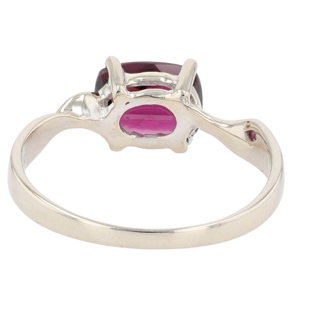 1.83ct Checkertop Cushion Cut Rhodolite Garnet Ring 14k White Gold Size 7.25
