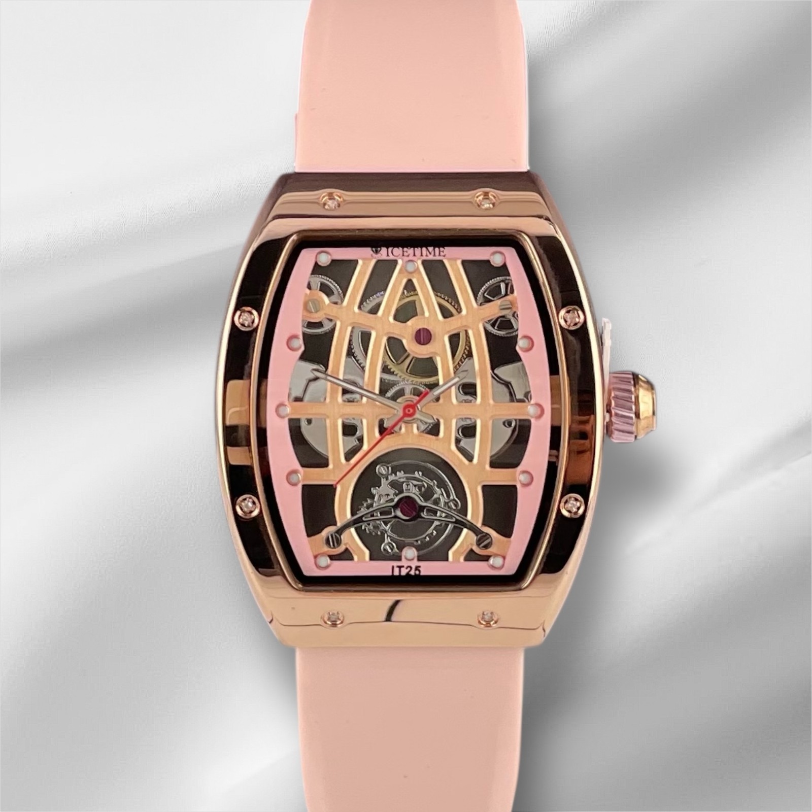 IceTime 33mm Pink Dial Steel Ladies Watch 0.10ct Diamonds IT25