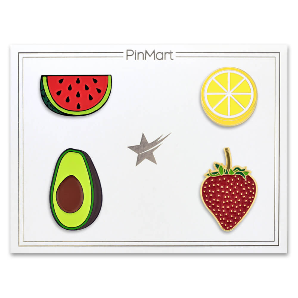 PinMart’s Summer Fruit Watermelon Lemon Avocado Strawberry Enamel Lapel Pin Set