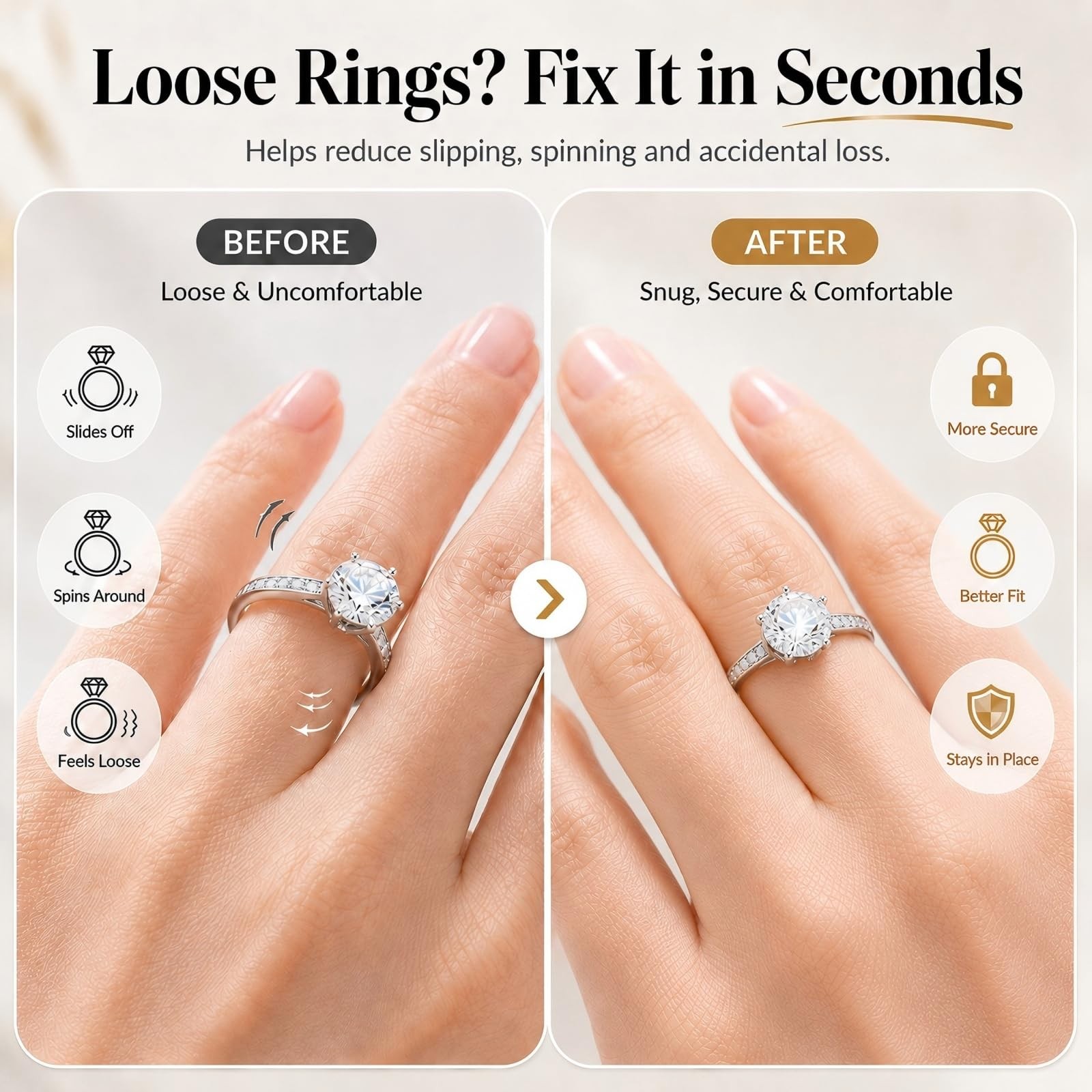 Ring Sizer Adjuster for Loose Rings 12 Pack Invisible Ring Guards Clear 12 pc
