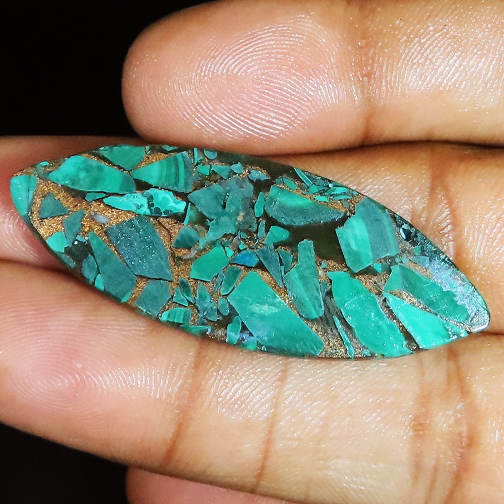 COPPER MALACHITE TURQUOISE 43.55 Carat. (17x48x05 mm) CABOCHON treated GEMSTONE