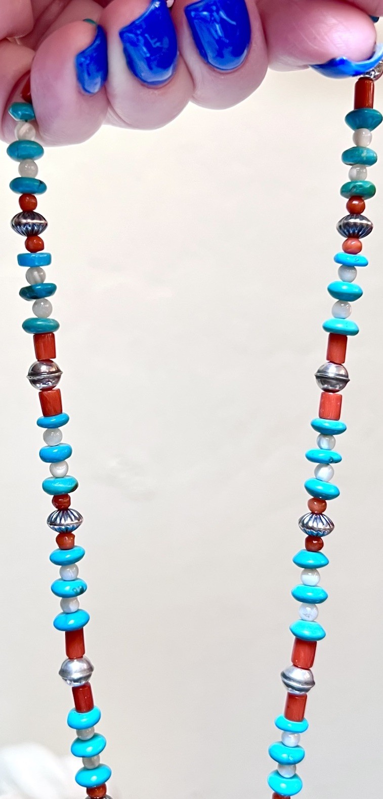 LOVELY Native, Navajo Signed Sterling Silver Turquoise, Coral, Etc Bird Necklace