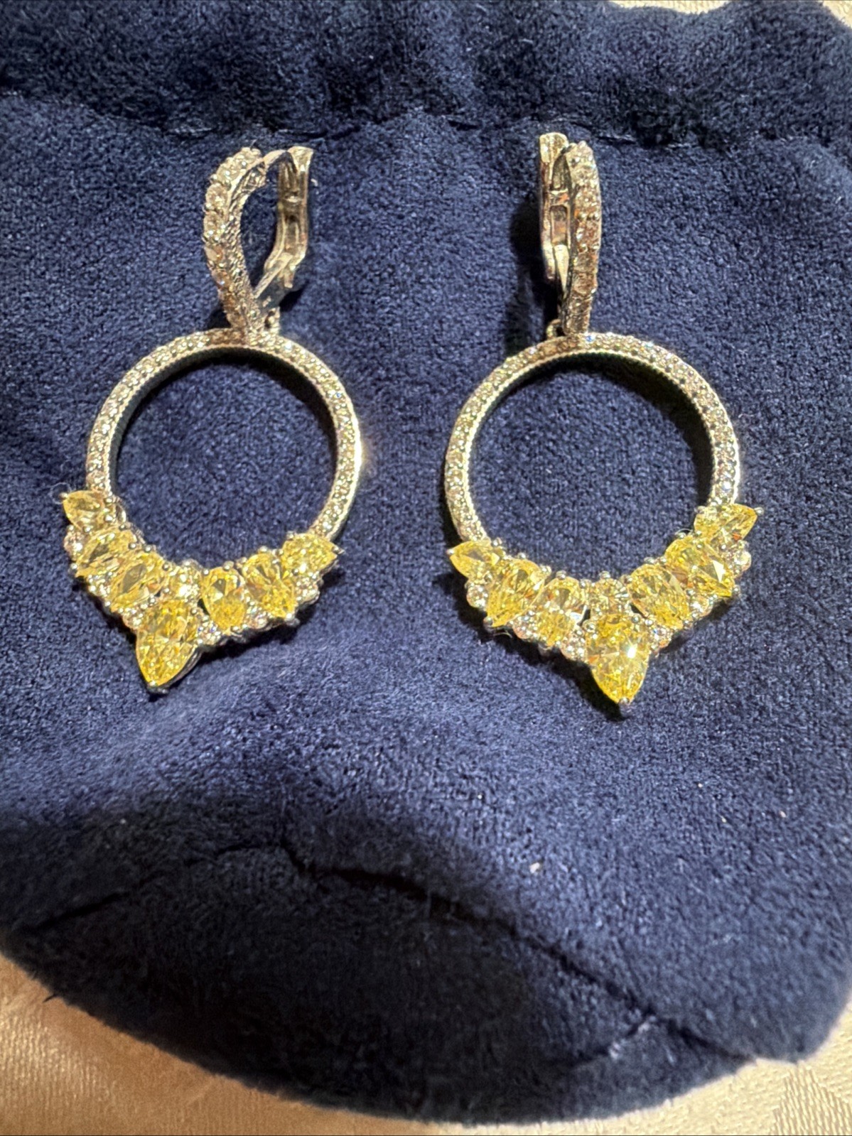 Judith Ripka Sterling Canary Diamonique Front Facing Hoop Earrings J347785 NWT