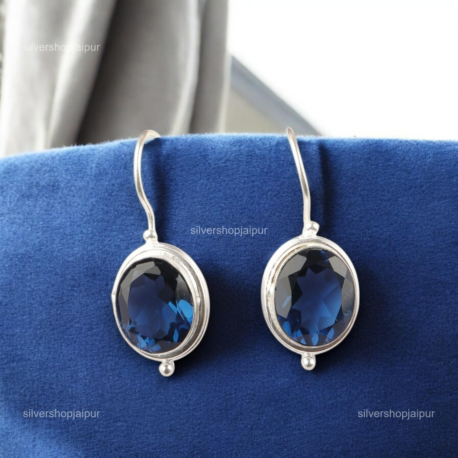 London Blue Topaz Gemstone 925 Sterling Silver Jewelry Birthstone Earrings 1.24″