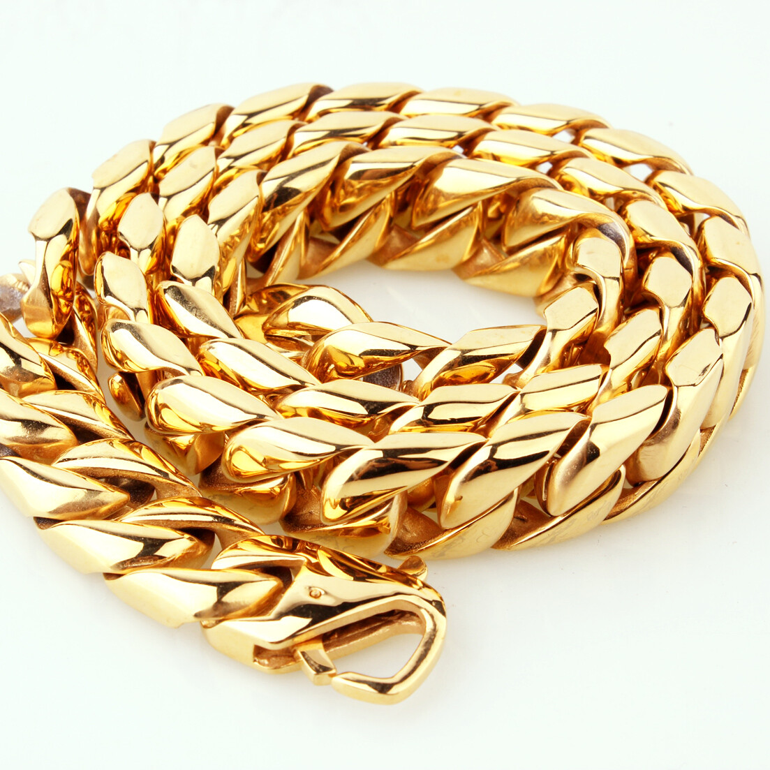 High Polished Mens Chain 316L Stainless Steel Curb Link Necklace Christmas Gift