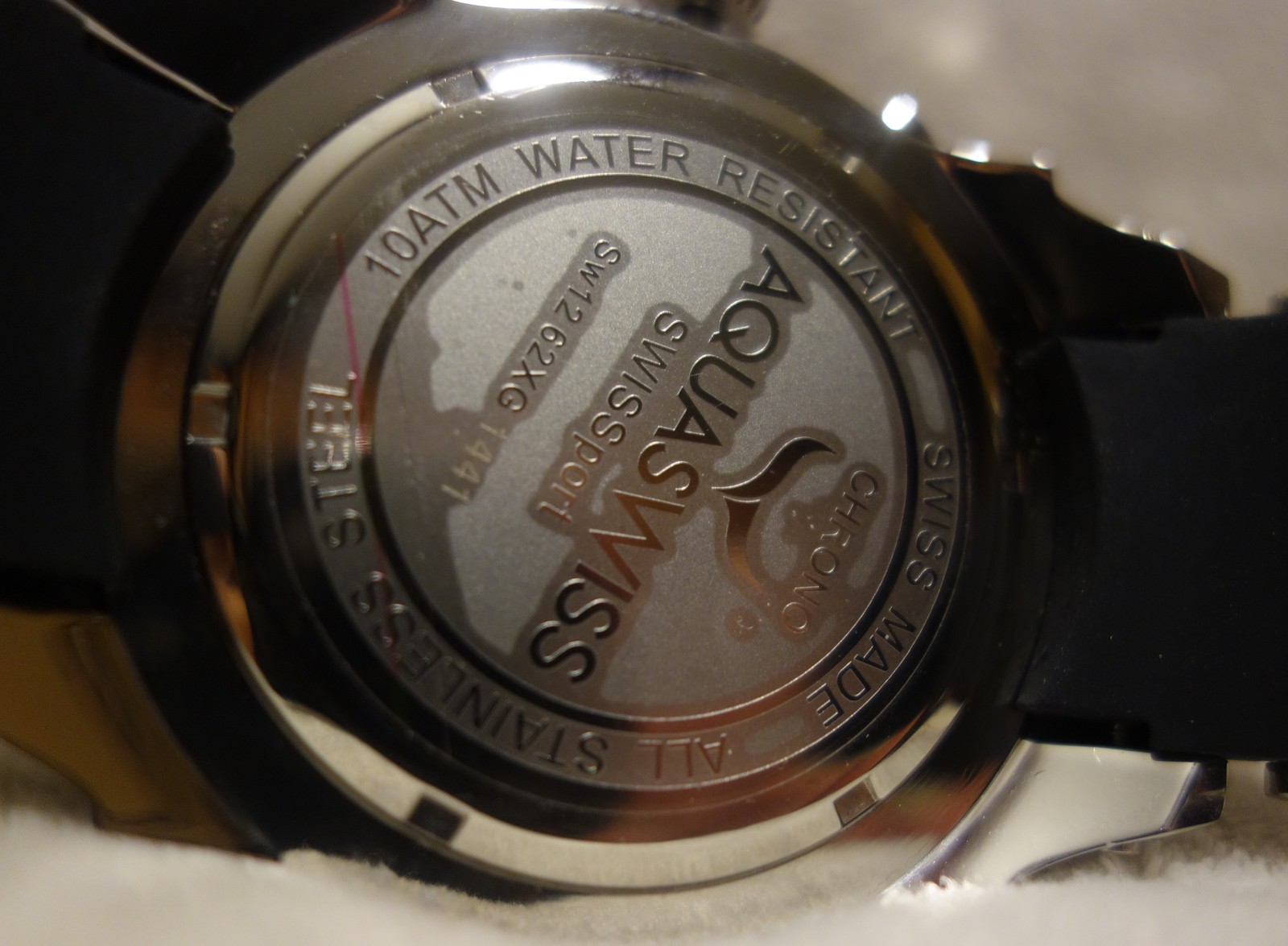 AQUASWISS Chronograph SWISSport Swiss Watch silver black red New