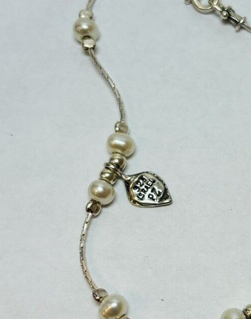 Or Paz Sterling 925 Silver Pearl Leaf Anklet Bracelet 9 in