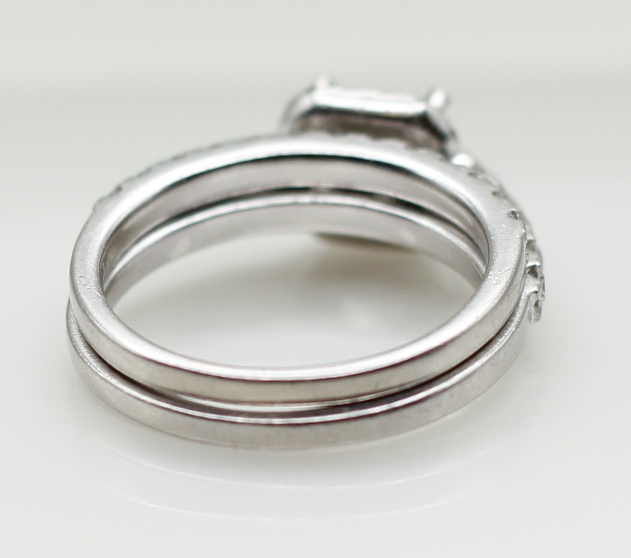 Platinum 1.80 ctw Princess Natural Diamond VS1-H Wedding Ring Set 8.8 Grams