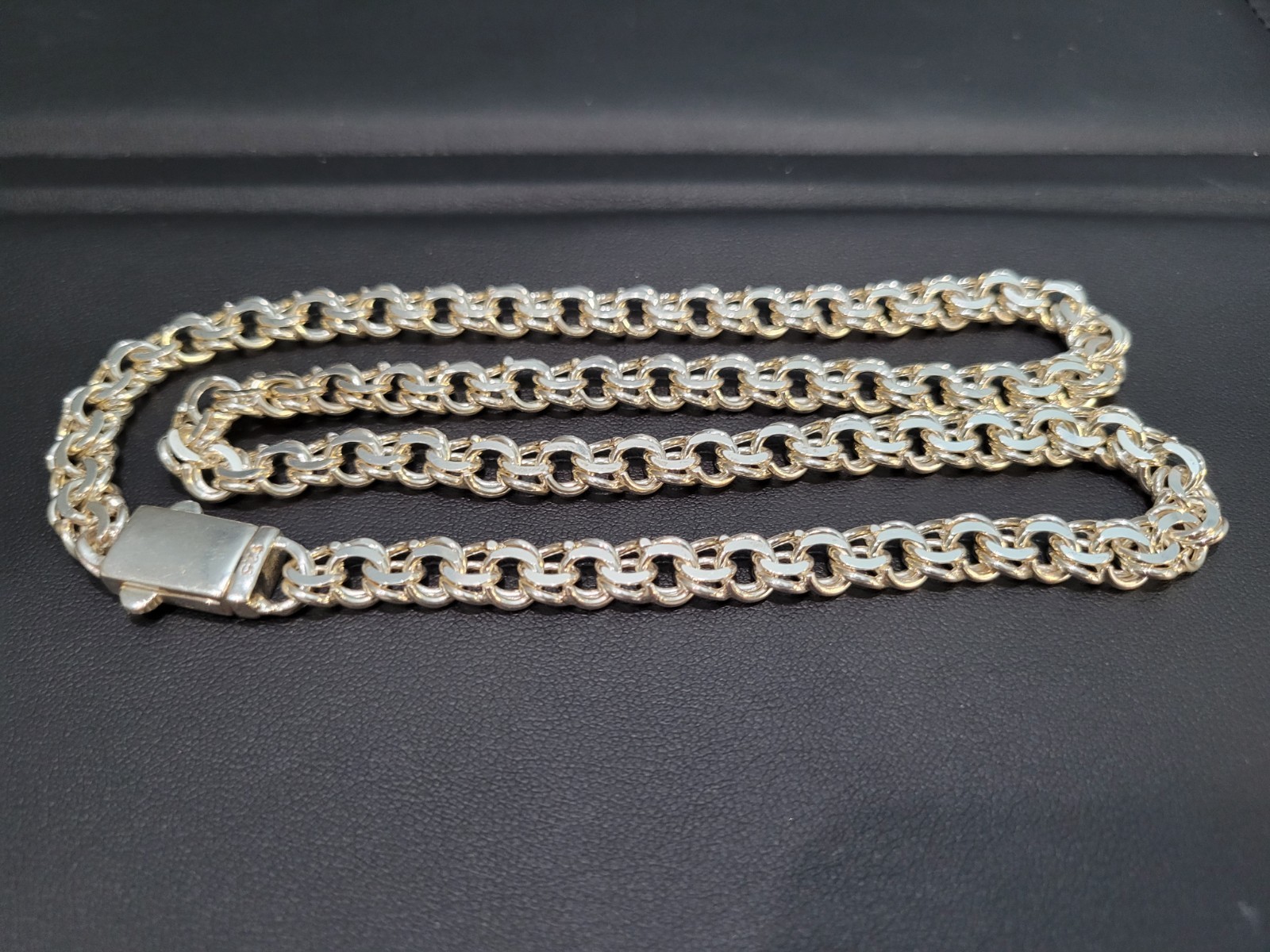 925 sterling silver Solid Chino Link W/ Simple Lock Chain 22″ 8mm Plata