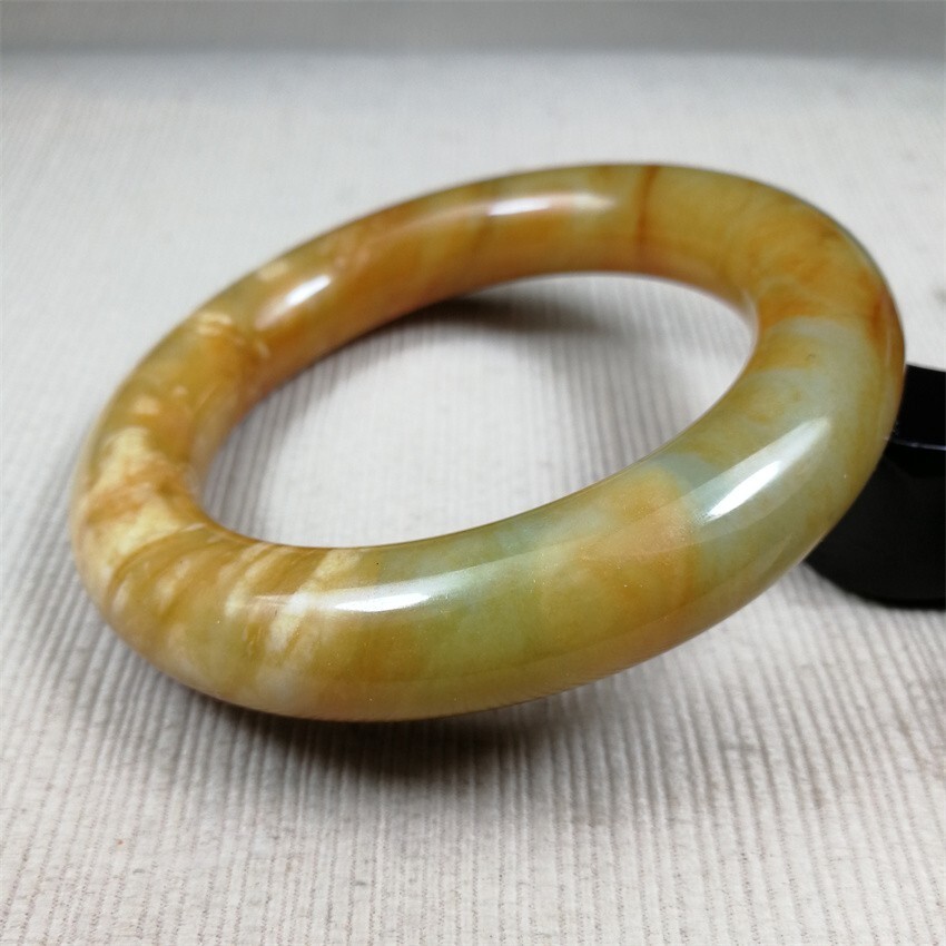 61MM China Ancient Red Green NATURAL HETIAN Jadeite Jade Bracelet Bangle