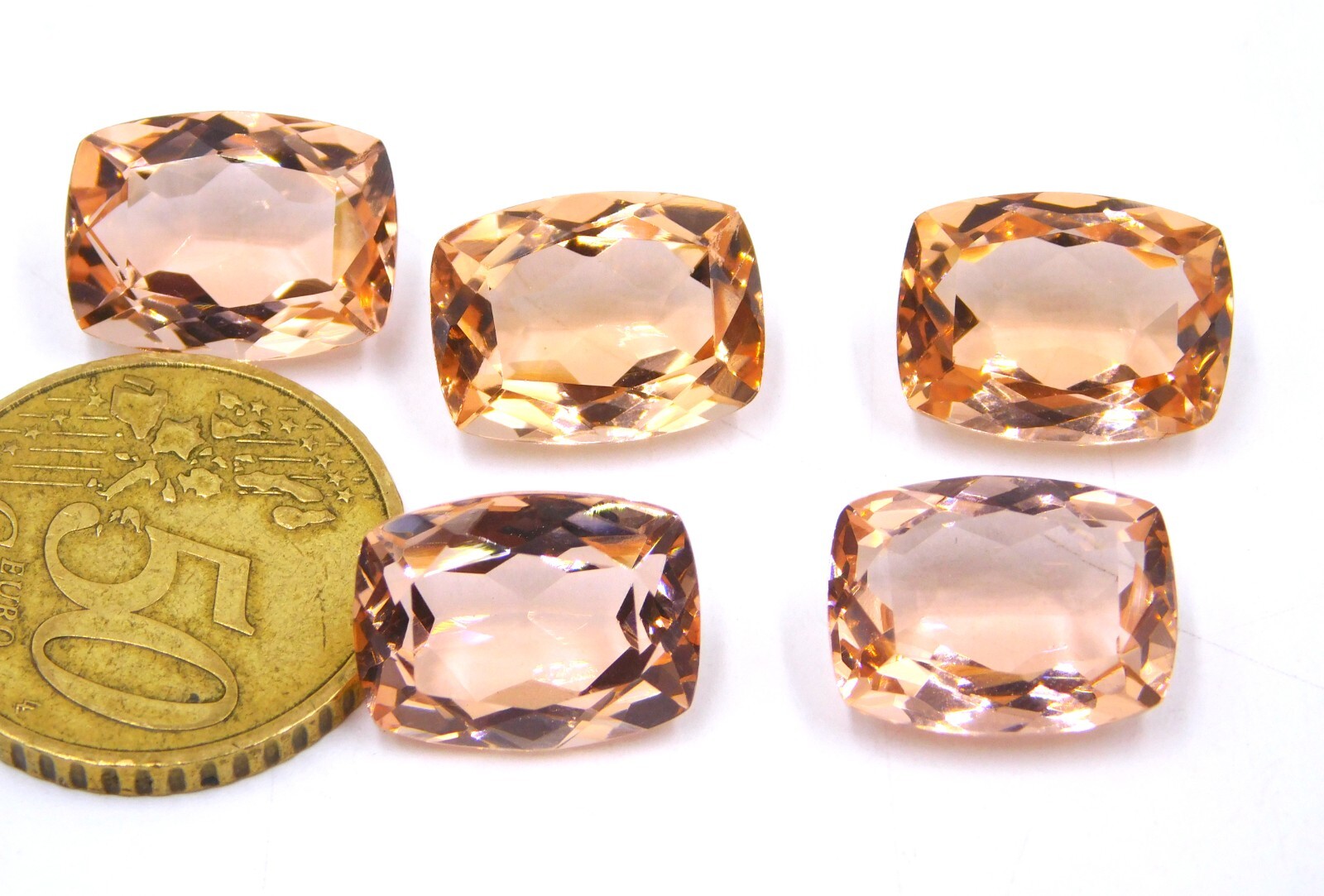 12X16 MM Lab Created Morganite Cushion Cut Loose Gemstone 43.5 Cts 5 Pcs P-1054