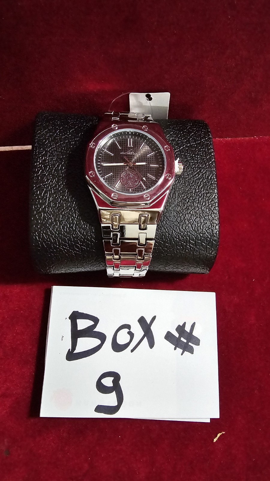 Montres Carlo Men’s Wristwatch Silver Metal Bracelet Octagonal Black Dial Analog