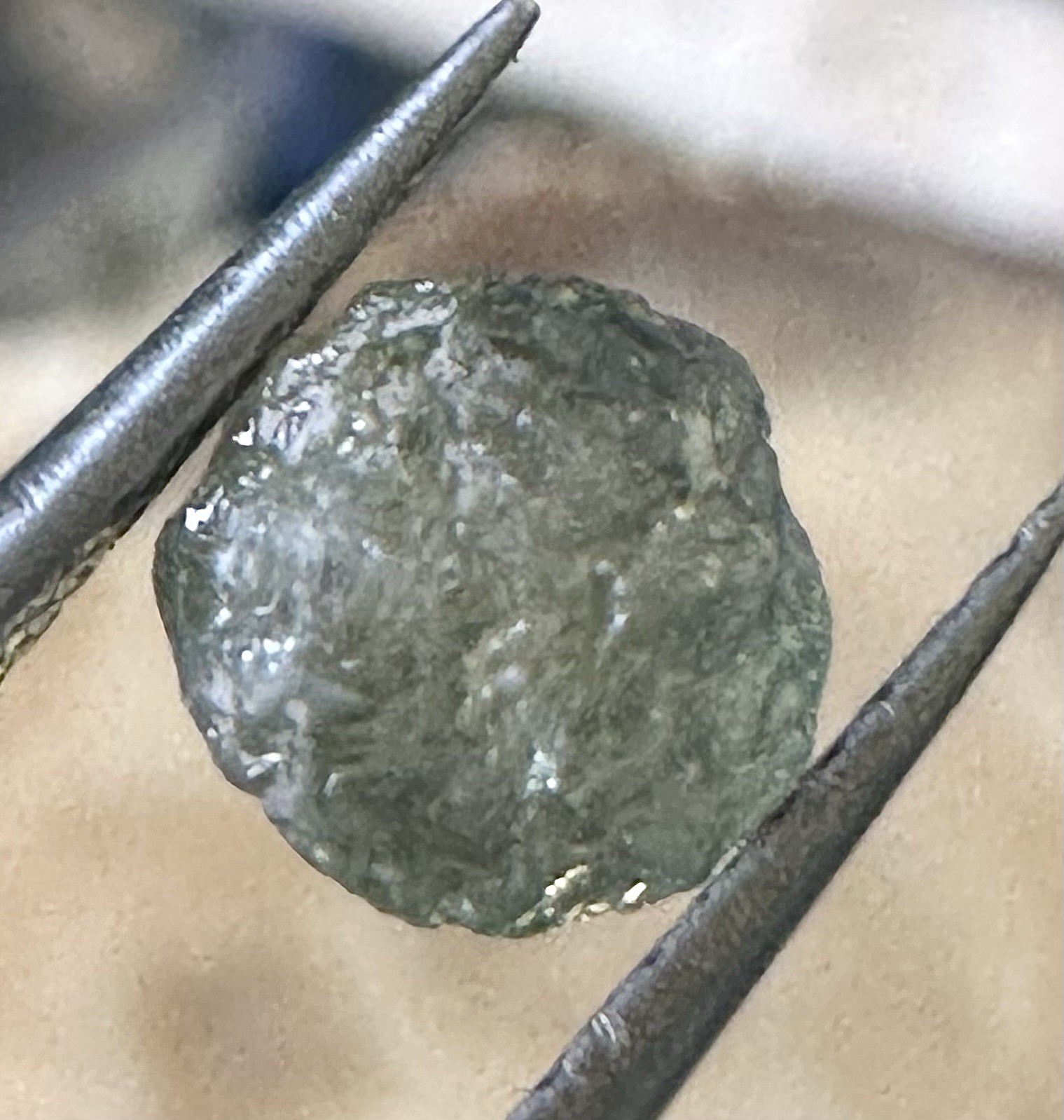 Gorgeous Natural Uncut Green Montana Sapphire 2.00 CT Approx 6x6x5 mm