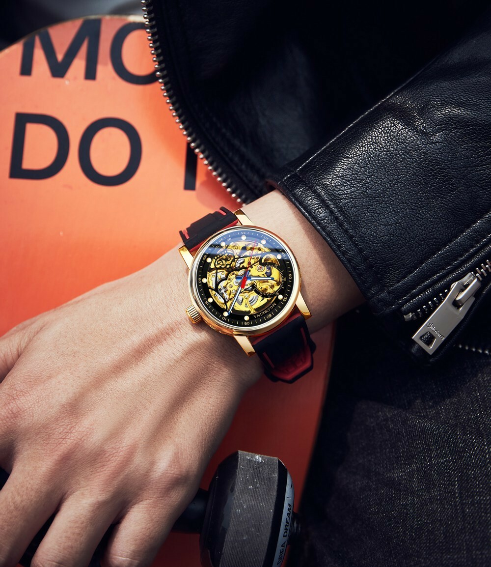 New Men’s Transparent Skeleton Dial Self-wind Mechanical Watch