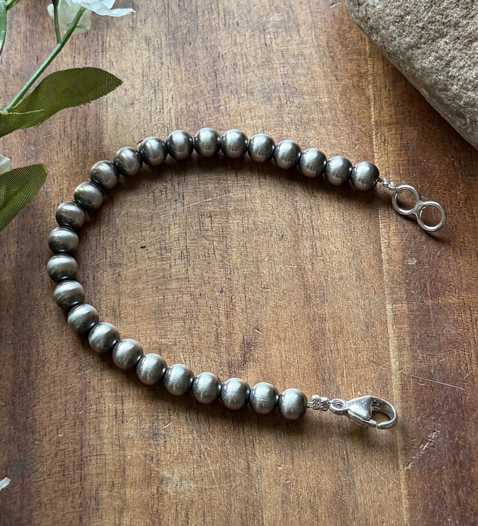 Necklace Chain Extender Sterling Silver Pearls Bead 6mm 6 Inch Lobster Clasp