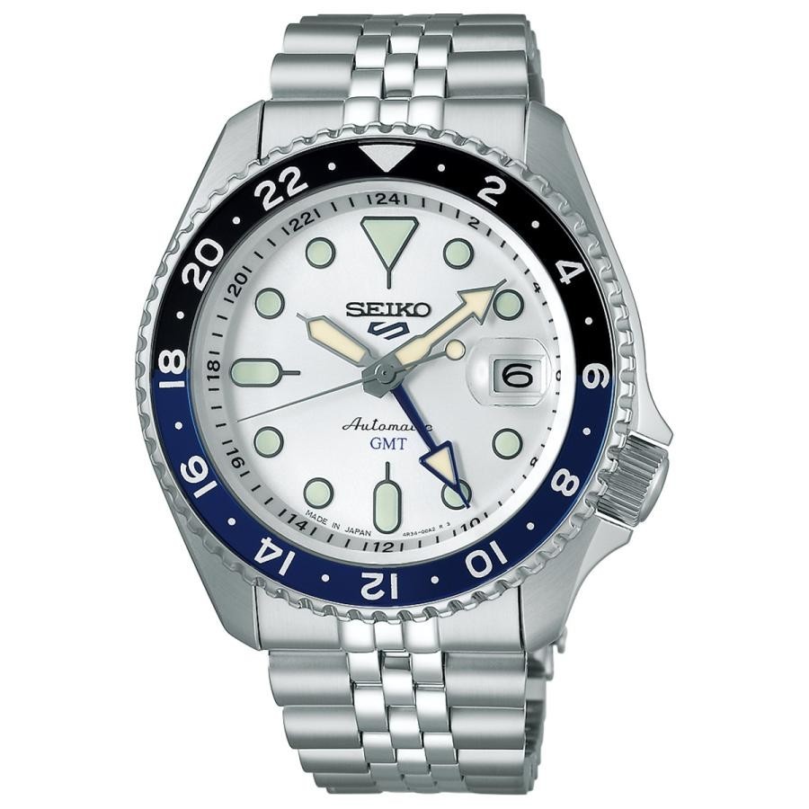 Seiko 5 Sports SBSC017 White Dial SKX Sports Style GMT Automatic Men Watch New