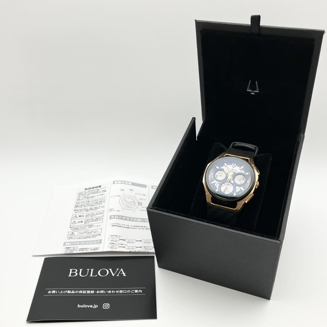 Bulova CURV Chronograph 98A185 Curved Quartz Men’s Watch w/Box Papers Working JP