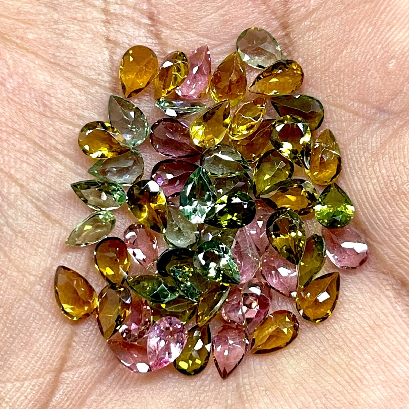 VVS 15 Pcs Natural Multi Tourmaline 6x4mm Pear Cut Loose Untreated Gemstones Lot