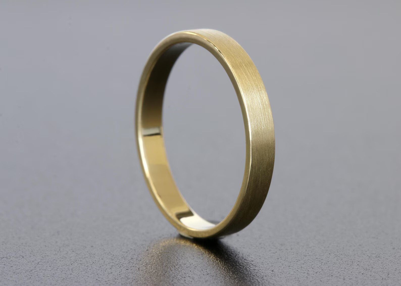 Brushed Brass Band, Pure Brass Ring, Flat Unisex Men Women Jewelry Gift Her Him
