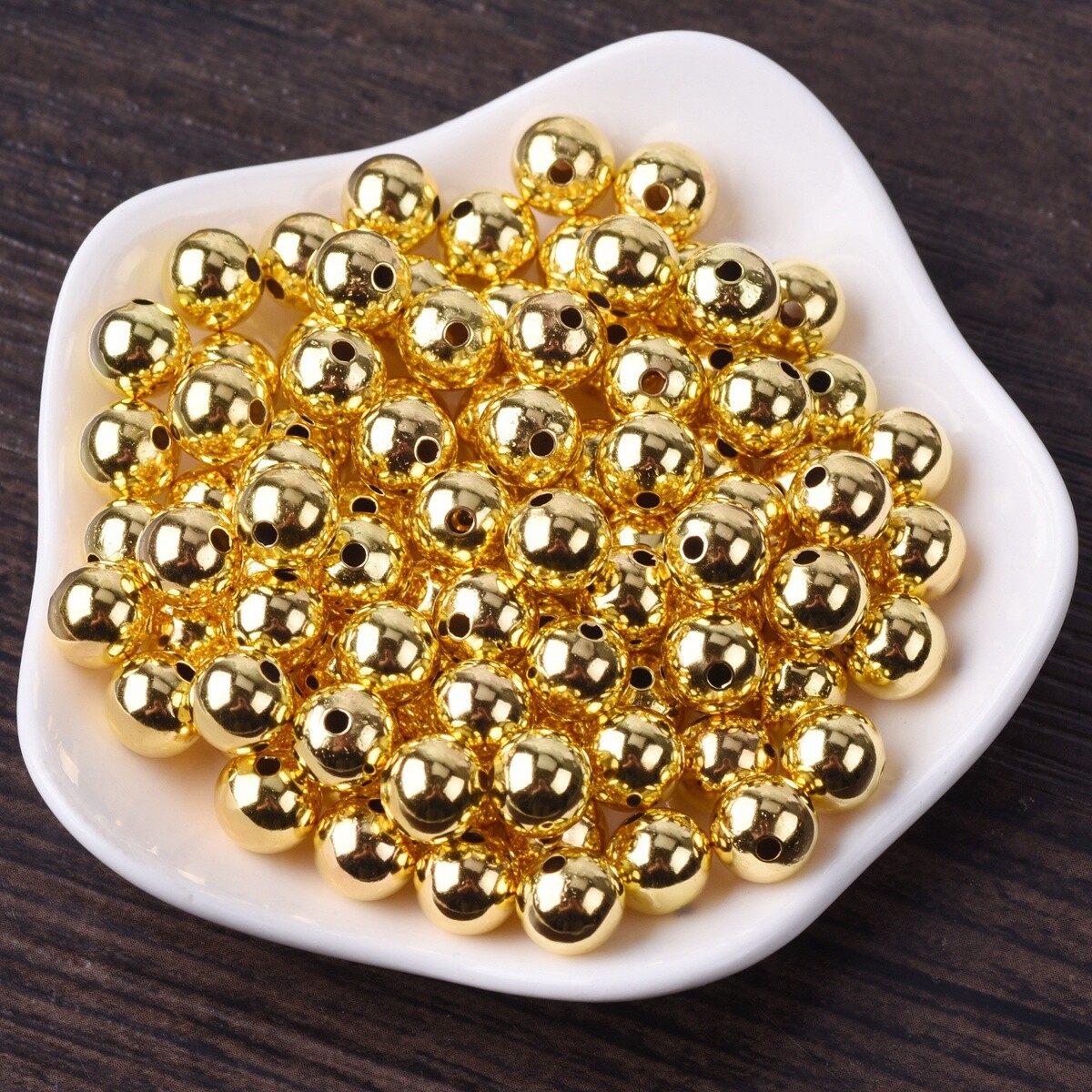 Round 3mm 4mm 6mm 8mm Plated Gold Silver Color Hollow Copper Metal Spacer Beads