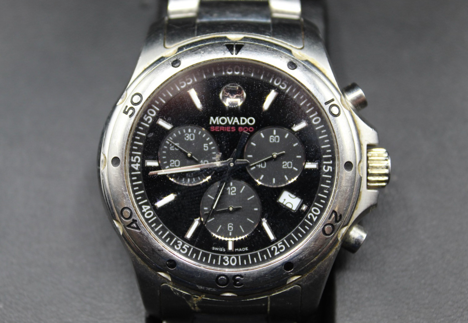 Movado Series 800 Chronograph Black Dial Men’s Watch *Pre-owned* FREE SHIPPING