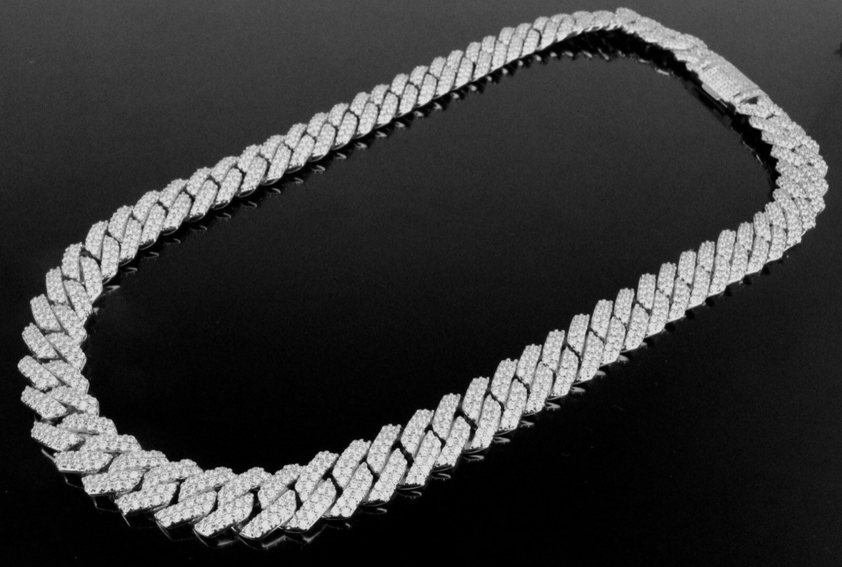14k STAMPED 14mm Cuban Prong Chain Necklace 64ct Lab Sim VVS1 Diamond 200g+