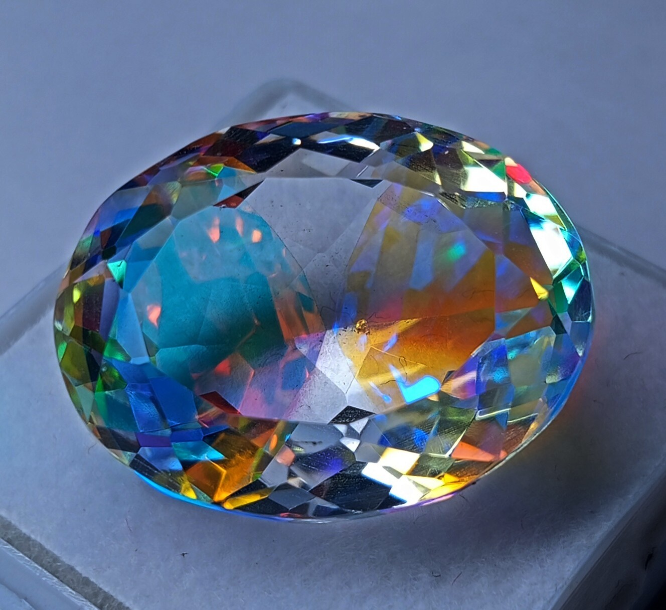 Flawless 23 Ct+ Loose Gemstone Natural Rainbow Mystic Topaz EGL Certified Oval
