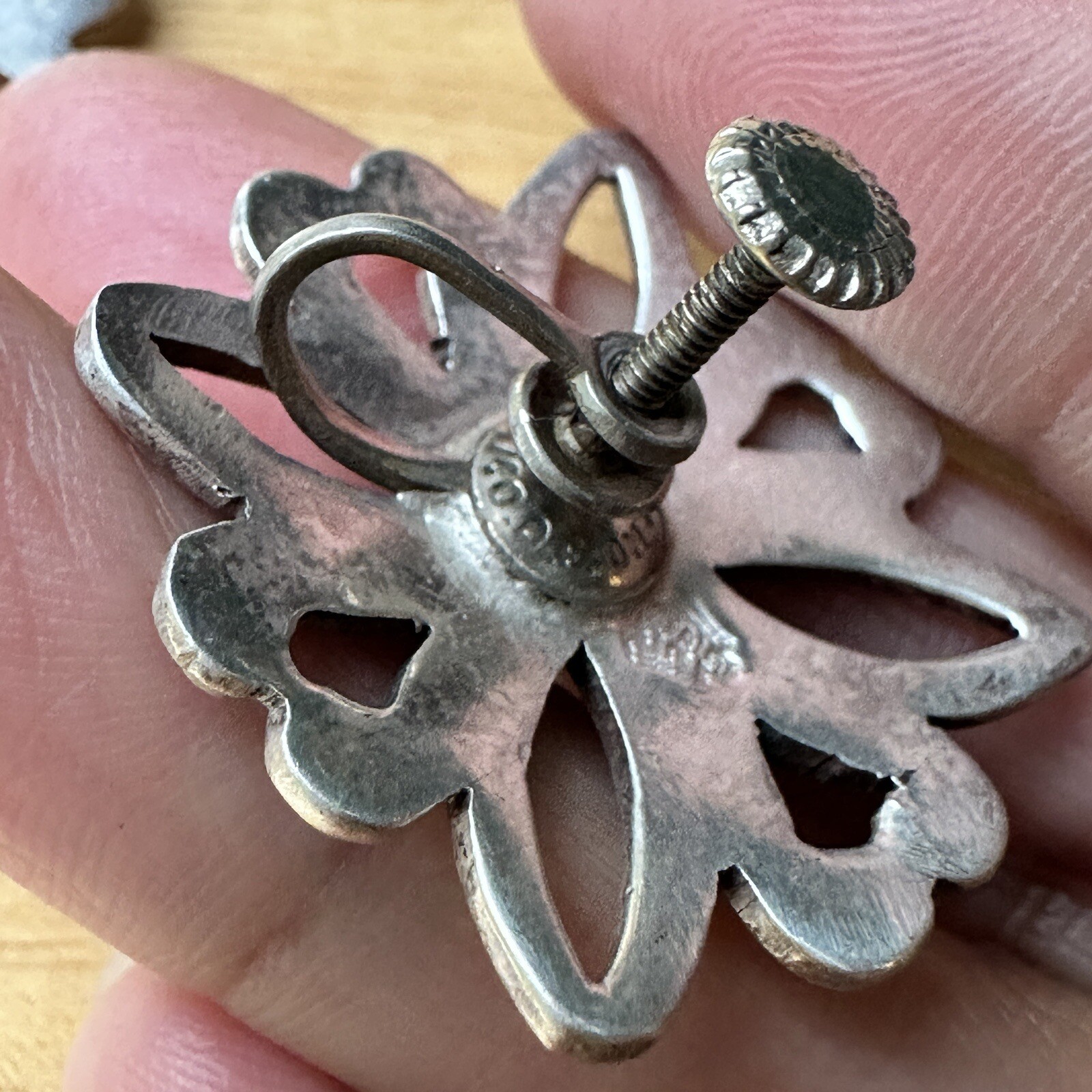 VTG Taxco Earrings 1 Inch Blooming Flowers Screw Back Mexico 925 Sterling 17.0g