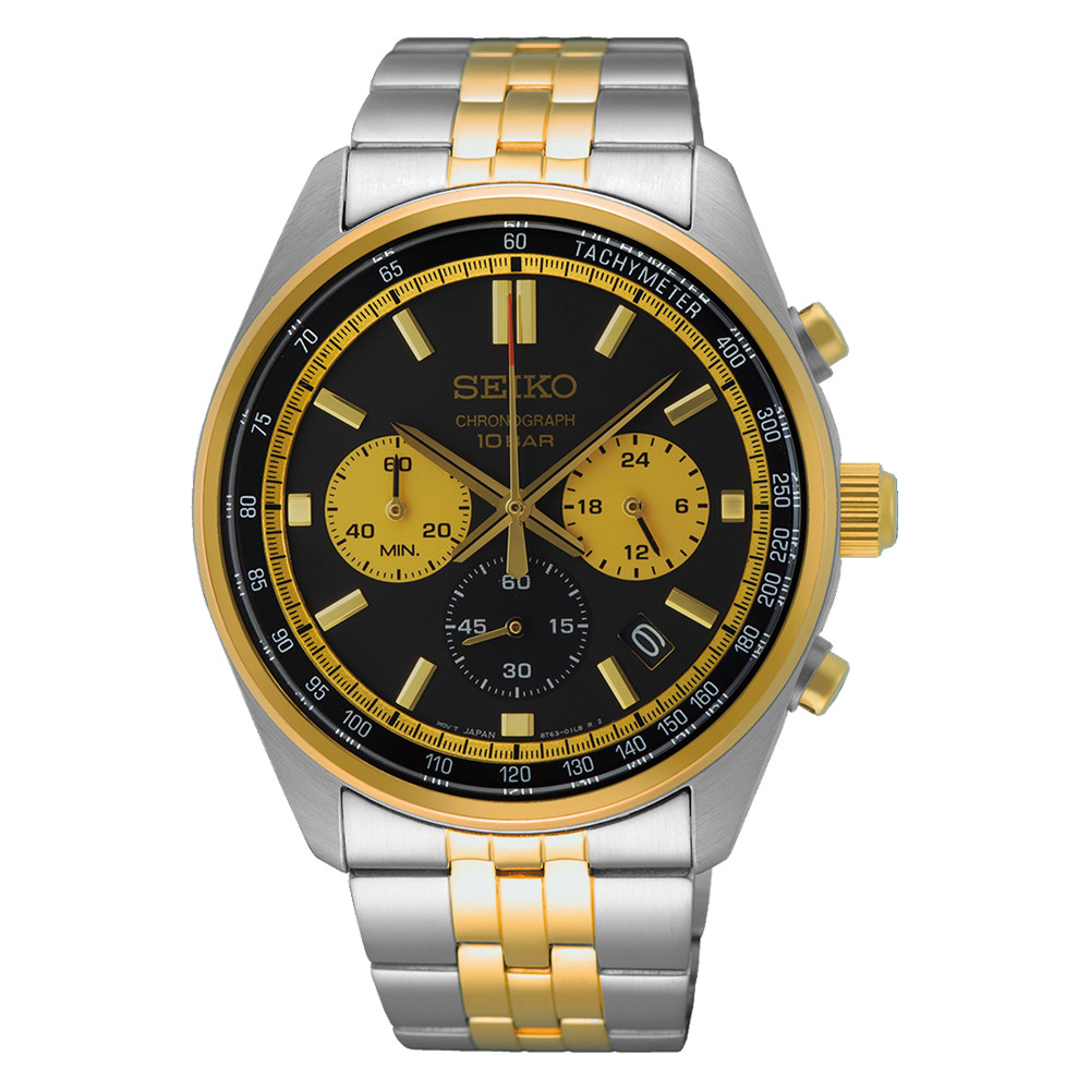 Seiko Essentials SSB430 Black Dial with Gold Accents 10 ATM 41.5mm Men’s Watch